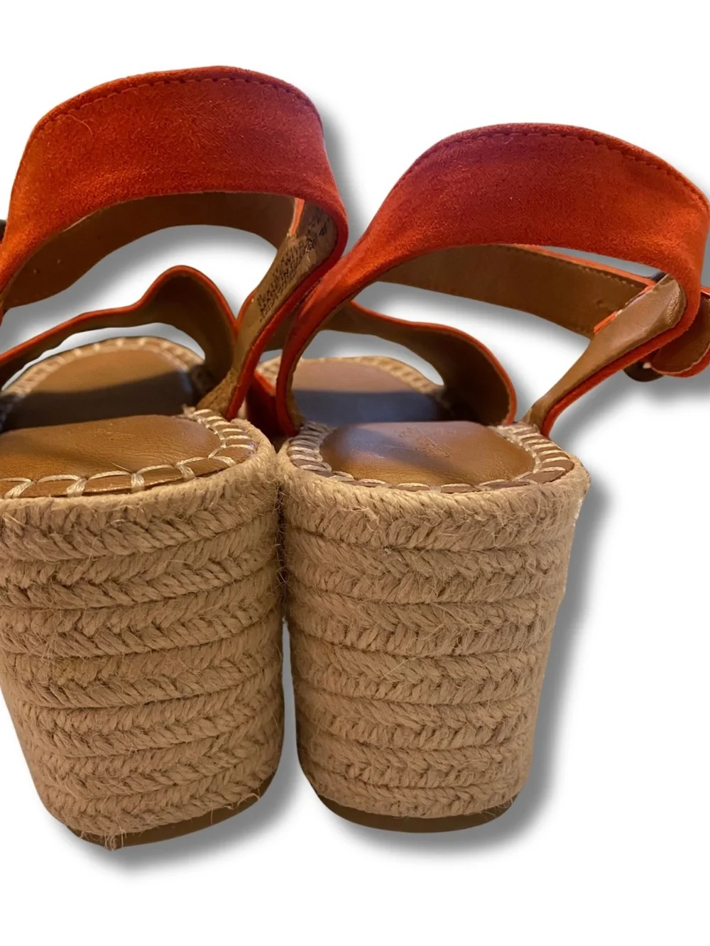 Universal Thread Orange Suede Espadrille Wedge Sandals with Buckle Ankle Strap 9